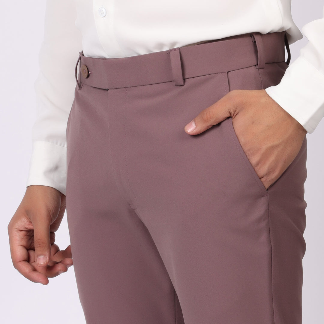Light Purple Formal Pants – Slim Fit, Four-Way Stretch with Extension Waistband