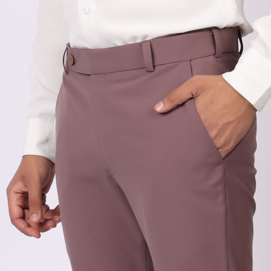 Light Purple Formal Pants – Slim Fit, Four-Way Stretch with Extension Waistband