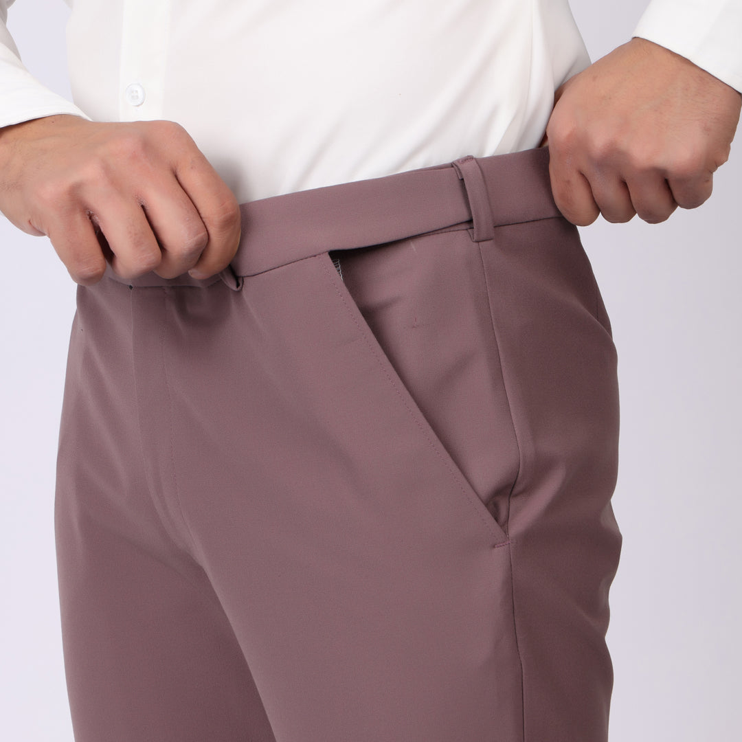 Light Purple Formal Pants – Slim Fit, Four-Way Stretch with Extension Waistband