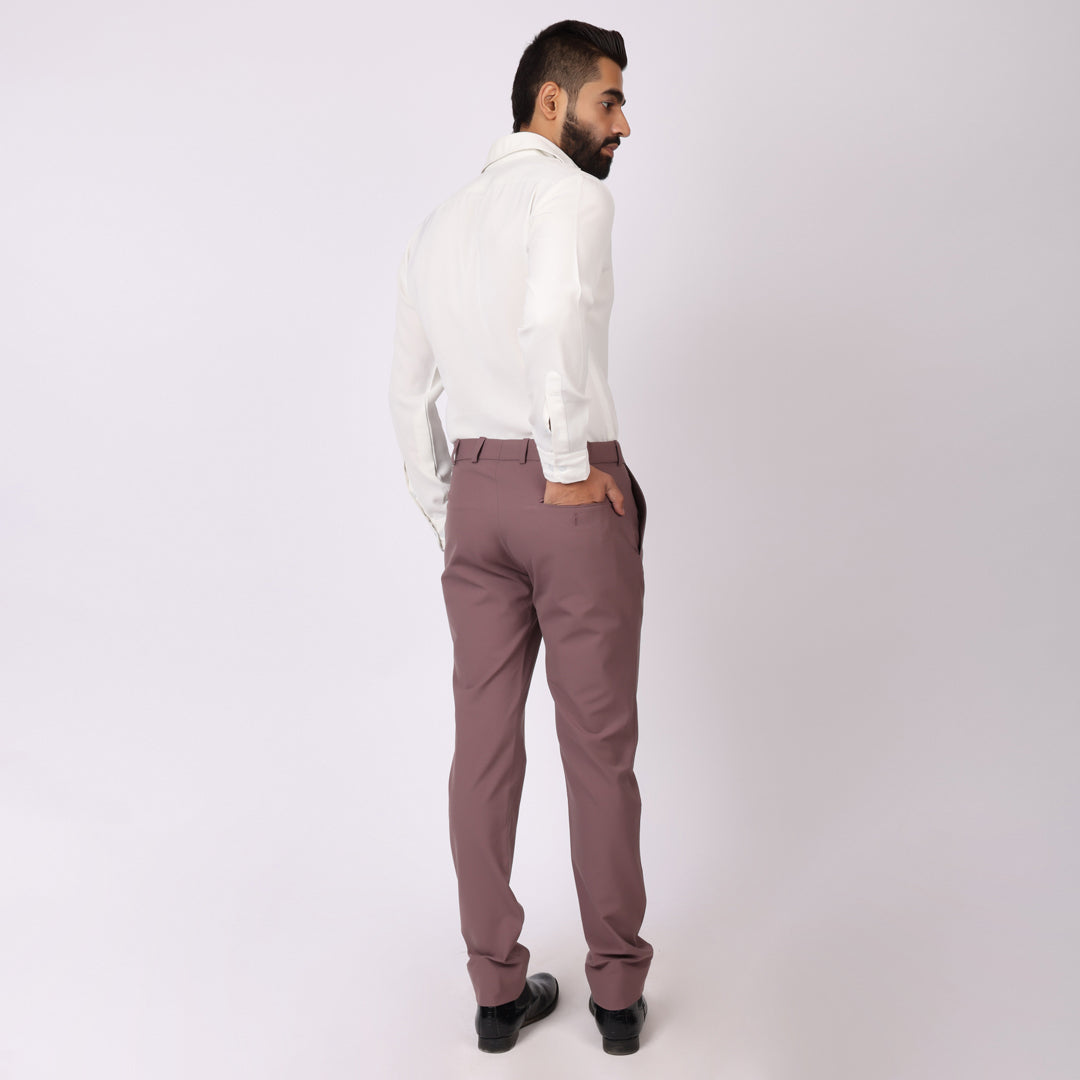 Light Purple Formal Pants – Slim Fit, Four-Way Stretch with Extension Waistband