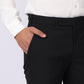 Ebony Black Formal Pants –Slim Fit, Four-Way Stretch with Extension Waistband