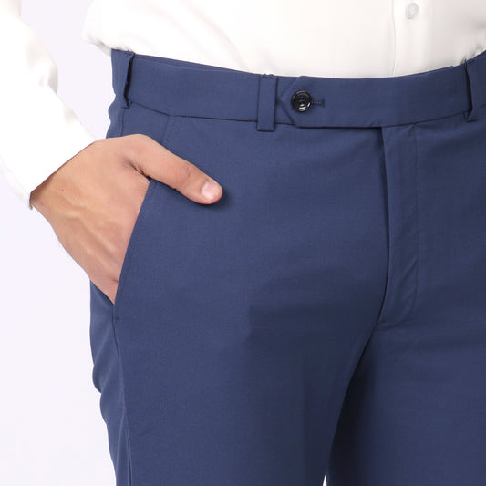 Essential Navy Formal Pants – Slim Fit, Four-Way Stretch with Extension Waistband
