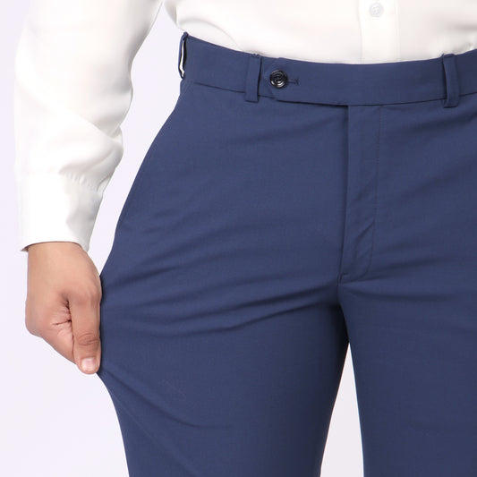 Essential Navy Formal Pants – Slim Fit, Four-Way Stretch with Extension Waistband