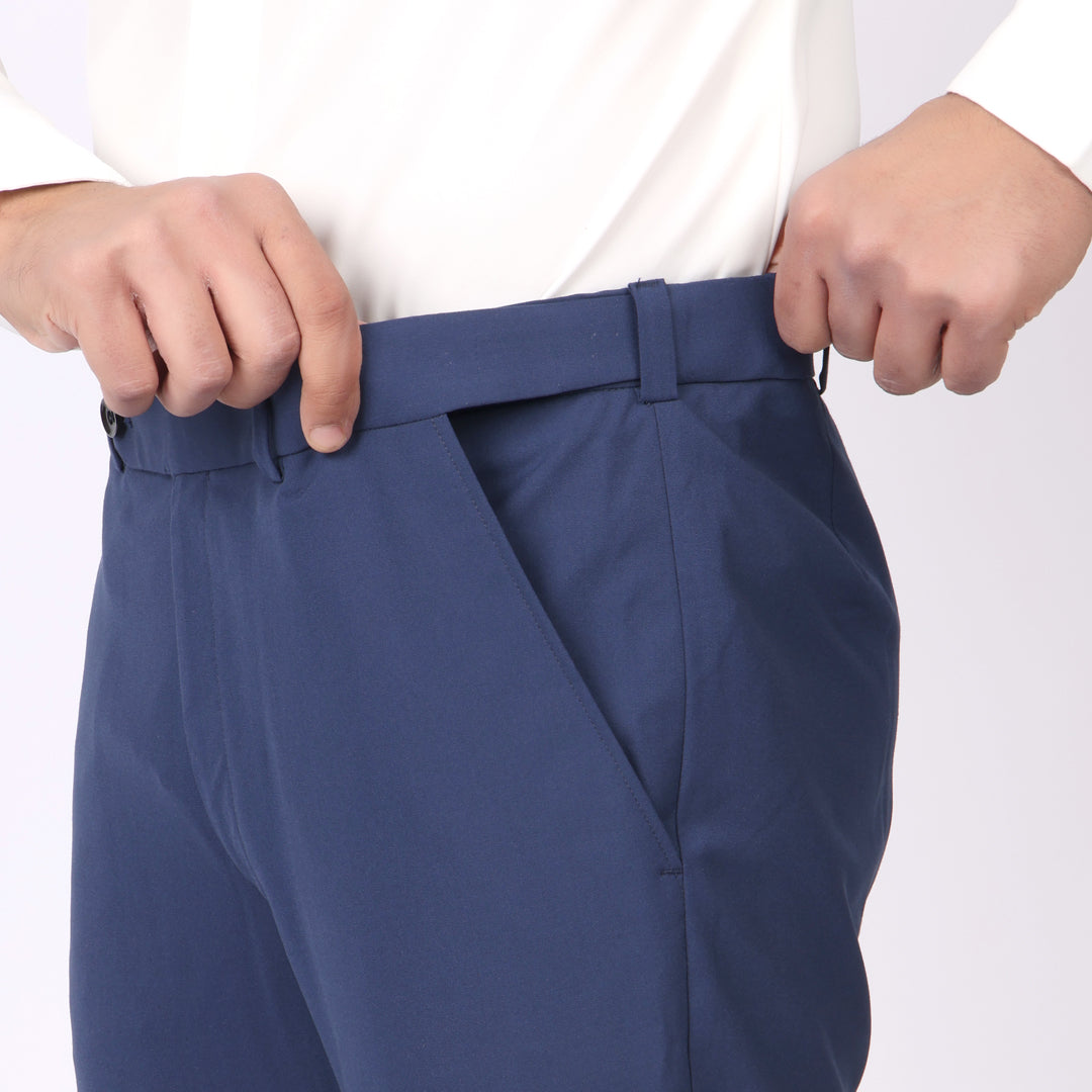 Essential Navy Formal Pants – Slim Fit, Four-Way Stretch with Extension Waistband