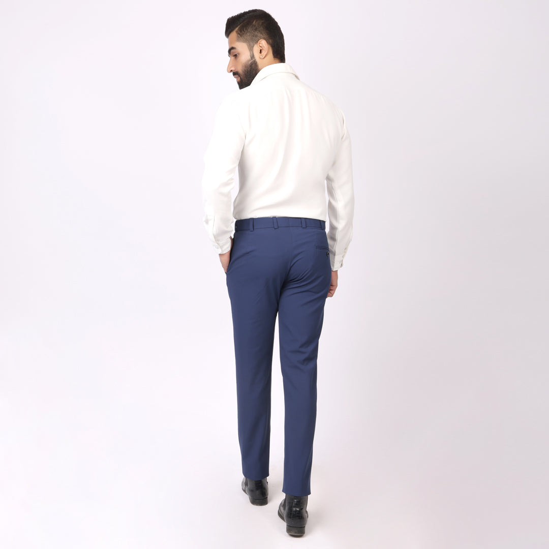 Essential Navy Formal Pants – Slim Fit, Four-Way Stretch with Extension Waistband