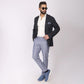 Summer Blue Linen Formal Pants – Slim Fit, Light Stretch with Extension Waistband