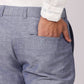 Summer Blue Linen Formal Pants – Slim Fit, Light Stretch with Extension Waistband