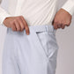 Powder Blue Linen Formal Pants – Slim Fit, Light Stretch with Extension Waistband