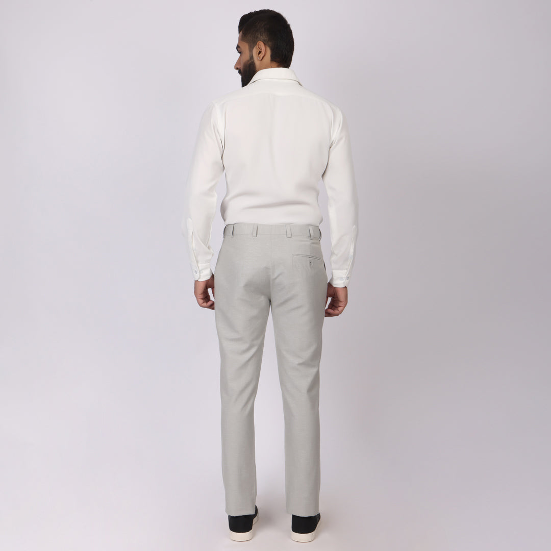 Aqua Linen Formal Pants – Slim Fit, Light Stretch with Extension Waistband