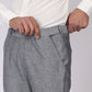 Grey Linen Formal Pants – Slim Fit, Light Stretch with Extension Waistband