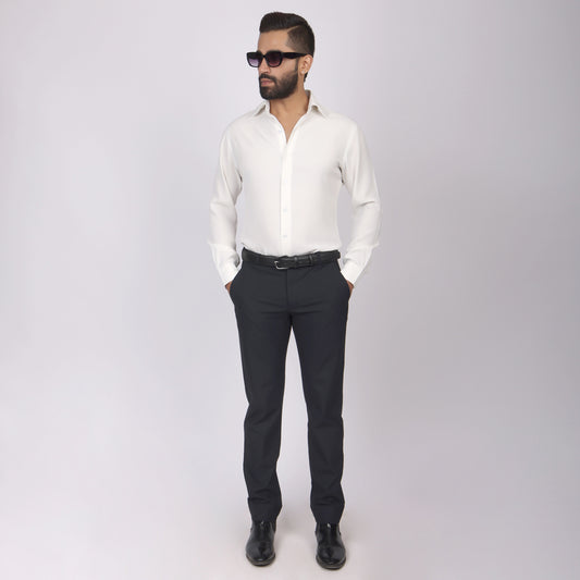 Essential Midnight Blue Formal Pants – Slim Fit, Four-Way Stretch with Extension Waistband