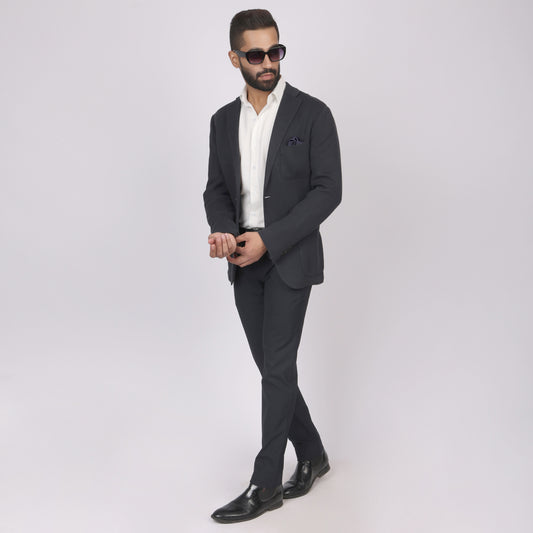 Essential Midnight Blue Formal Pants – Slim Fit, Four-Way Stretch with Extension Waistband