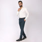 Evening Teal Formal Pants – Slim Fit, Four-Way Stretch with Extension Waistband