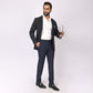 Essential Deep Blue Formal Pants – Slim Fit, Four-Way Stretch with Extension Waistband
