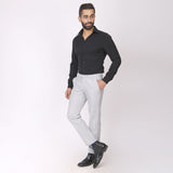 Summer Grey Linen Formal Pants – Slim Fit, Light Stretch with Extension Waistband