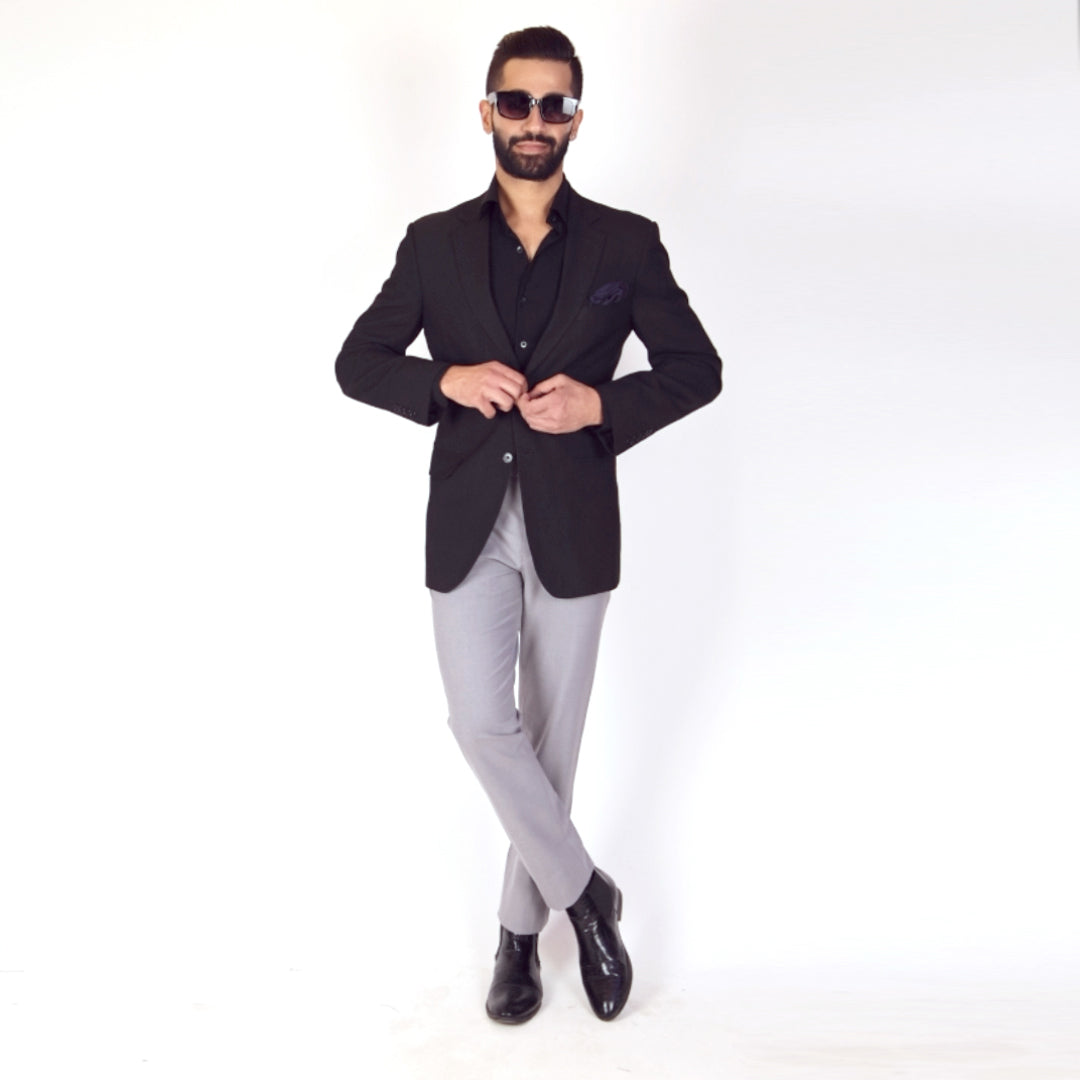 Essential Smoke Grey Formal Pants – Slim Fit, Four-Way Stretch with Extension Waistband