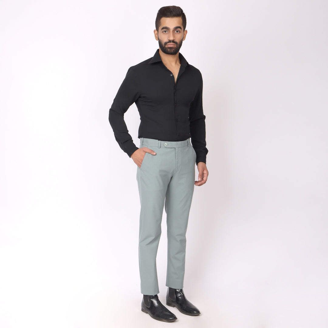 Sea Green Formal Pants – Slim Fit | 4-Way Stretch with Extension Waistban