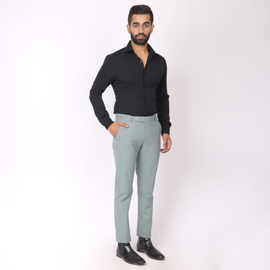 Sea Green Formal Pants – Slim Fit | 4-Way Stretch with Extension Waistban