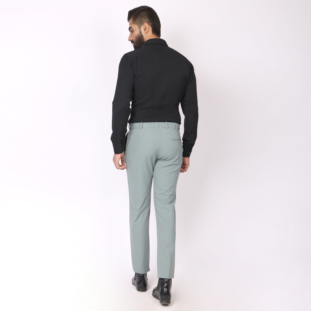 Sea Green Formal Pants – Slim Fit | 4-Way Stretch with Extension Waistban