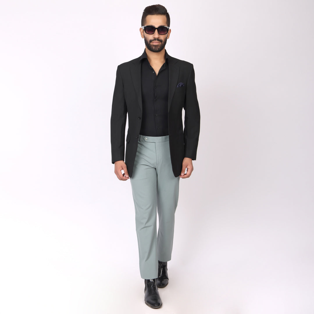 Sea Green Formal Pants – Slim Fit | 4-Way Stretch with Extension Waistban
