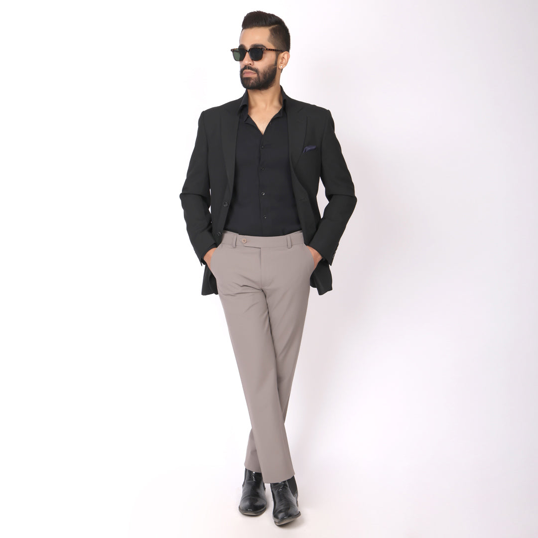 Dusty Mauve Formal Pants – Slim Fit | 4-Way Stretch with Extension Waistband