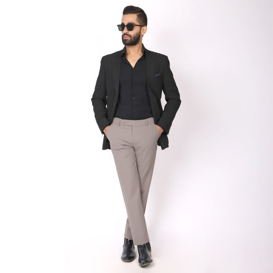 Dusty Mauve Formal Pants – Slim Fit | 4-Way Stretch with Extension Waistband