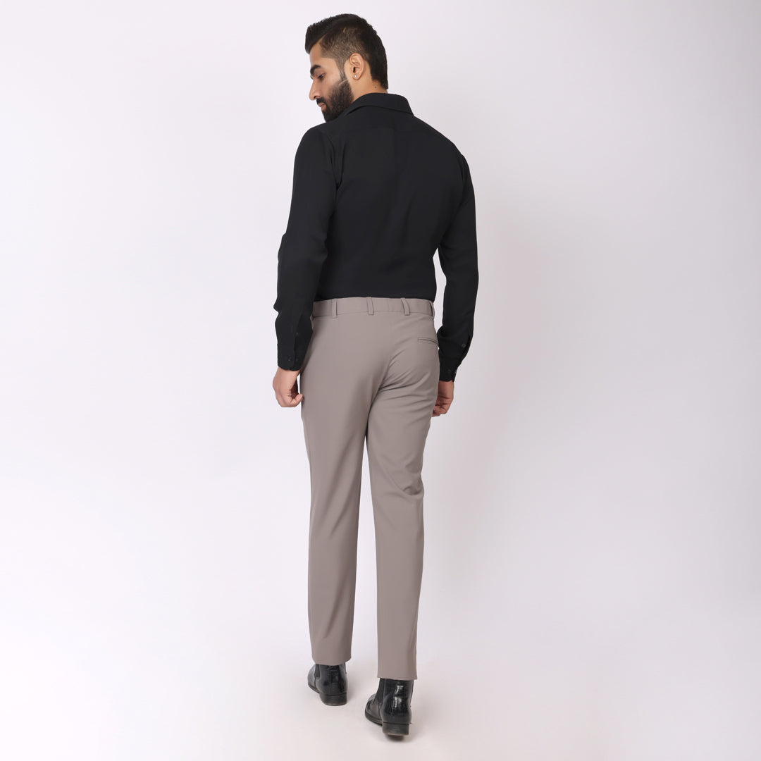 Dusty Mauve Formal Pants – Slim Fit | 4-Way Stretch with Extension Waistband