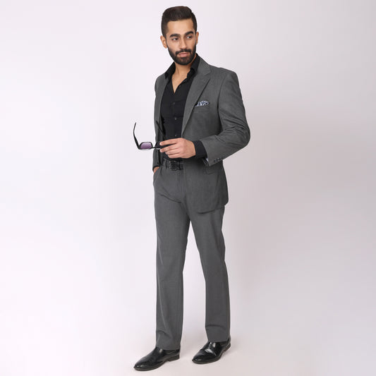 Essential Steel Grey Formal Pants – Regular Fit | 4-Way Stretch with Extension Waistband