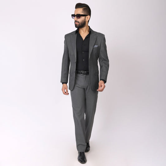 Essential Steel Grey Formal Pants – Regular Fit | 4-Way Stretch with Extension Waistband