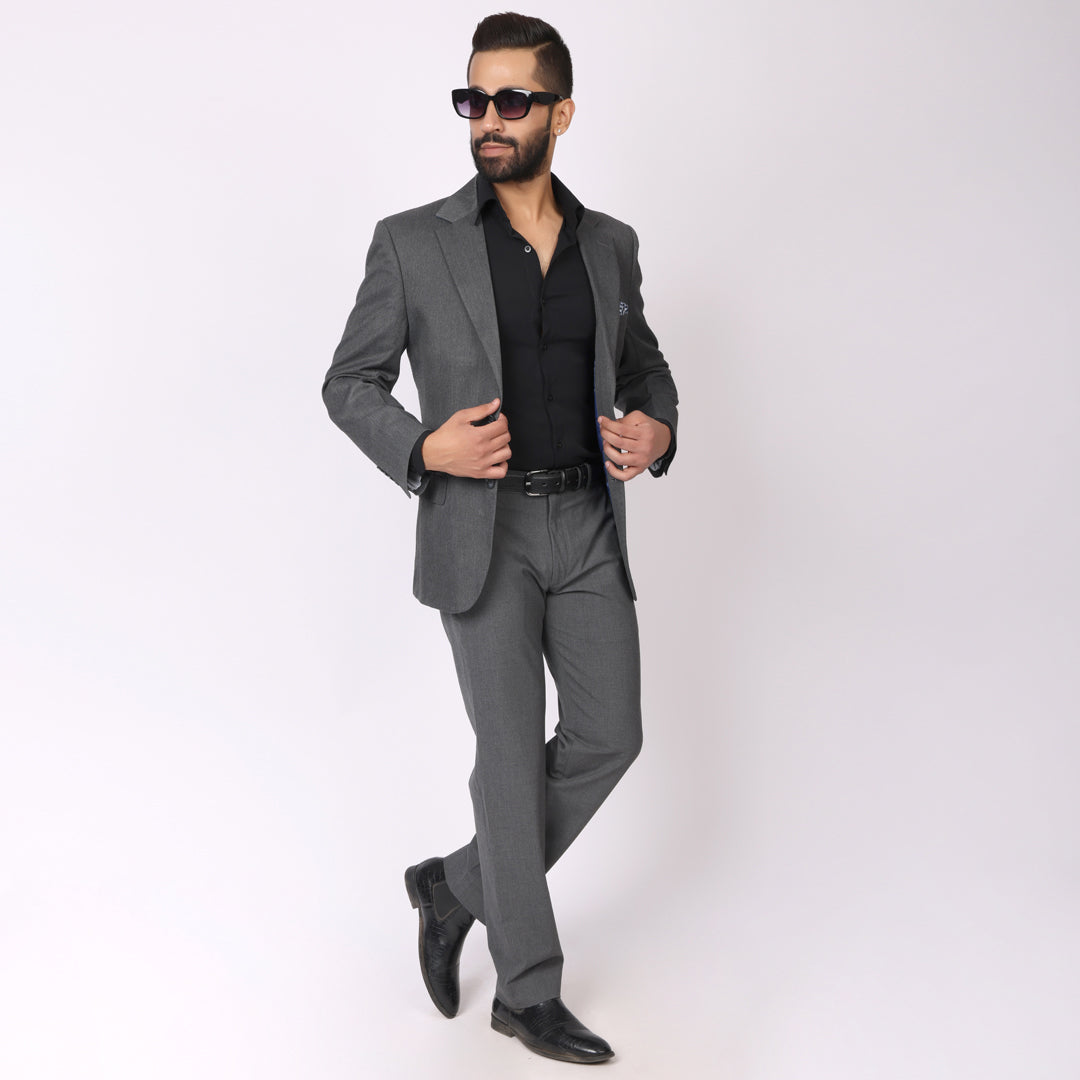 Essential Steel Grey Formal Pants – Regular Fit | 4-Way Stretch with Extension Waistband