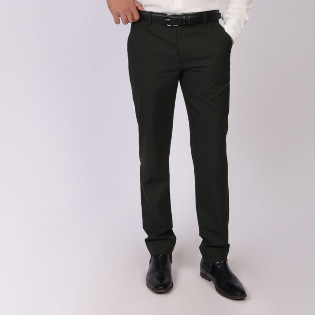 Essential Charcoal Grey Formal Pants – Slim Fit, Four-Way Stretch with Extension Waistband