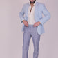 Summer Blue Linen Formal Pants – Slim Fit, Light Stretch with Extension Waistband