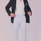 Powder Blue Linen Formal Pants – Slim Fit, Light Stretch with Extension Waistband