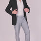 Grey Linen Formal Pants – Slim Fit, Light Stretch with Extension Waistband